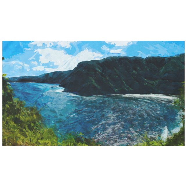 Bay On the Road to Hana Maui Hawaii Abstract Tablecloth (Front (Horizontal))
