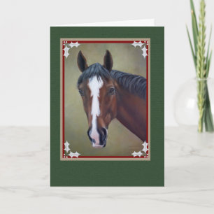 Bay OTTB Horse Christmas Holiday Card