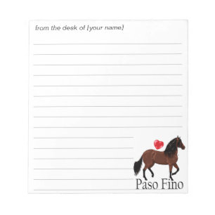 Bay Paso Fino Horse Heart Personalise It Notepad