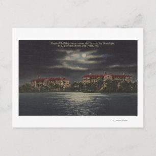 Bay Pines, Florida - Moonlit View of Hospital Postcard