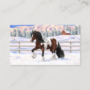 Bay Pinto Brown Skewbald Gypsy Vanner Tinker Horse Business Card