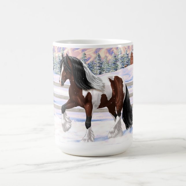 Bay Pinto Brown Skewbald Gypsy Vanner Tinker Horse Coffee Mug (Center)