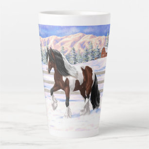 Bay Pinto Brown Skewbald Gypsy Vanner Tinker Horse Latte Mug