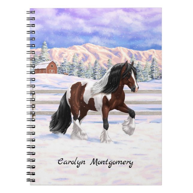 Bay Pinto Brown Skewbald Gypsy Vanner Tinker Horse Notebook (Front)