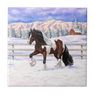 Bay Pinto Brown Skewbald Gypsy Vanner Tinker Horse Tile