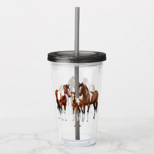 Bay Pinto Paint Quarter Horses Acrylic Tumbler