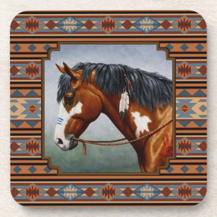 Bay Pinto War Horse Southwestern Design Coaster