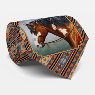 Bay Pinto War Horse Southwestern Design Tie