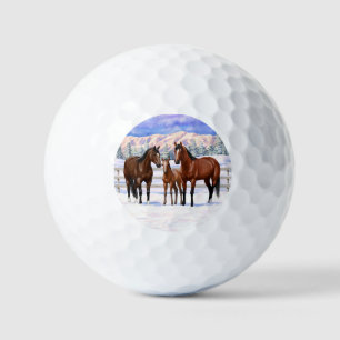 Bay Quarter Horses In Snow Golf Balls