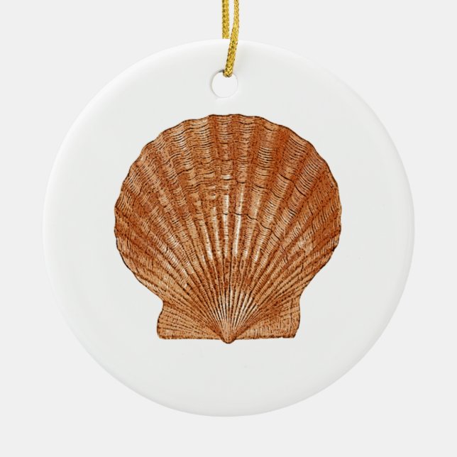 Bay Scallop Shell Ceramic Tree Decoration (Front)
