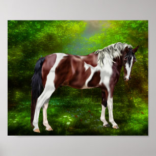 Bay Tobiano Paint Horse Poster