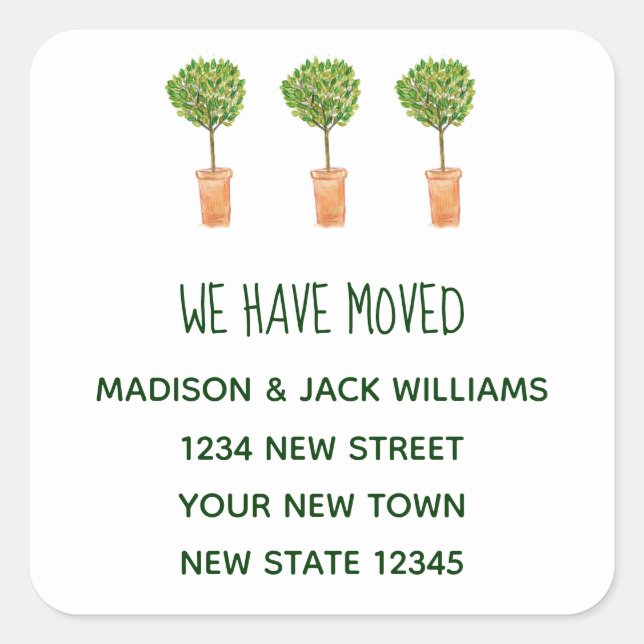 Bay Tree | Change of address | Moving Announcement Square Sticker (Front)