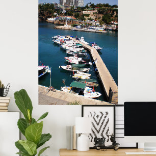Bay with cruise boats   in old city of Antalya Poster