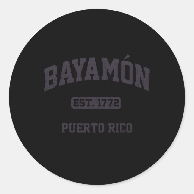 Bayamã³N Puerto Rico Boricua Flag Athletic Style Classic Round Sticker (Front)