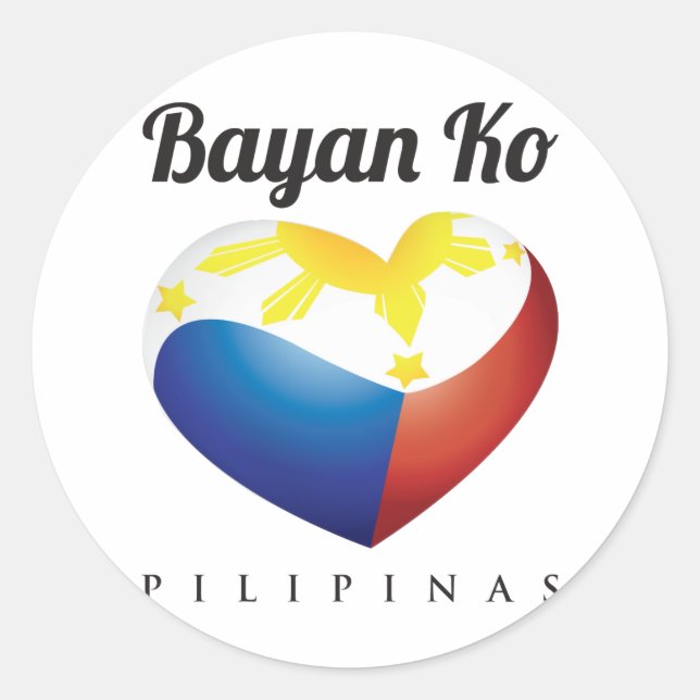 Bayan Ko Pilipinas, Heart Flag Round Sticker (Front)