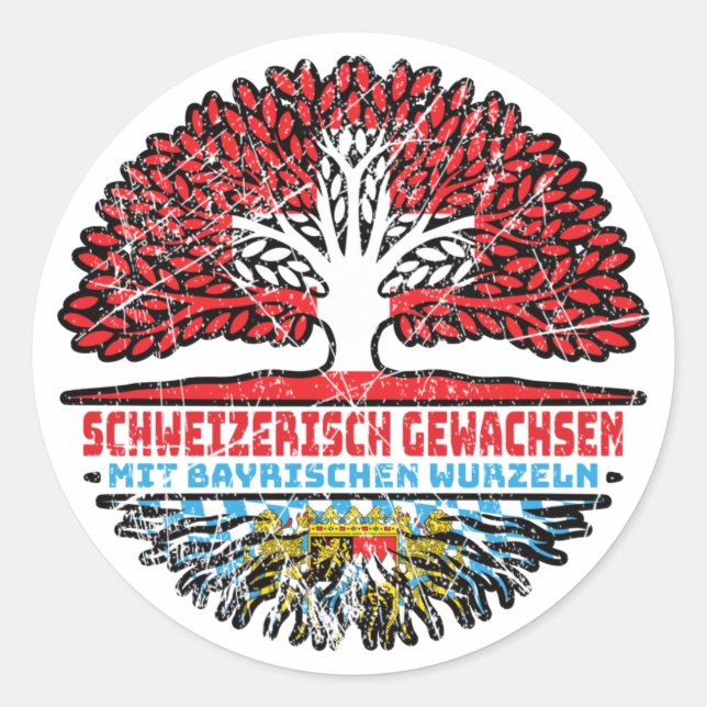 Bayern Bayrisch Schweizer Schweiz Baum Wurzel Classic Round Sticker (Front)