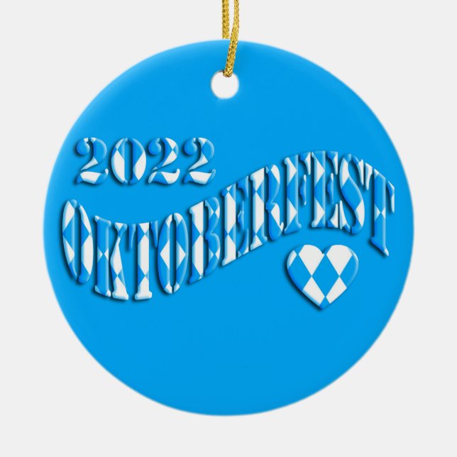 Bayern German Beer Festival Logo Oktoberfest 2022 Ceramic Tree Decoration (Front)