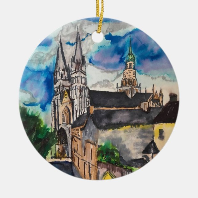 Bayeux Cathedral France Ceramic Ornament (Front)