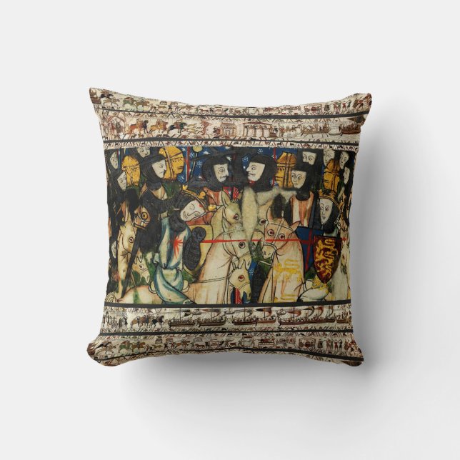 BAYEUX TAPESTRY 1066 Death of King Harold Cushion (Front)