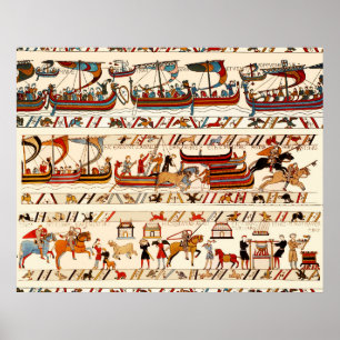 BAYEUX TAPESTRY 1066,NORMAN KNIGHTS ,VIKING SHIPS POSTER