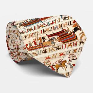BAYEUX TAPESTRY 1066,NORMAN KNIGHTS ,VIKING SHIPS  TIE