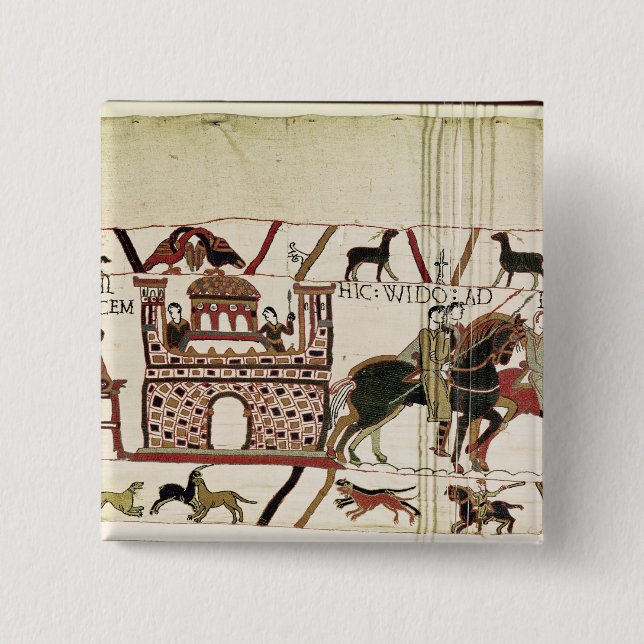 Bayeux Tapestry Earl Harold to Duke of Normandy 15 Cm Square Badge (Front)
