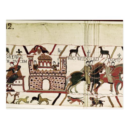 Image of Bayeux Tapestry Earl Harold to Duke of Normandy Postcard