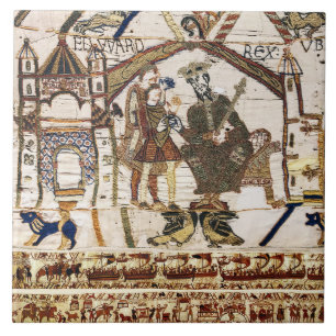 BAYEUX TAPESTRY King Edward Confessor and Harold  Tile