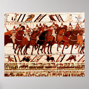 BAYEUX TAPESTRY NORMAN ARMY, KNIGHTS HORSEBACK POSTER