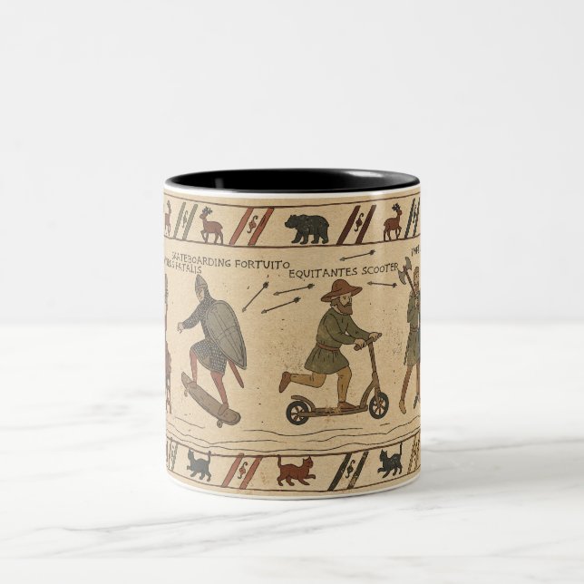 Bayeux Tapestry Parody Two-Tone Coffee Mug (Center)
