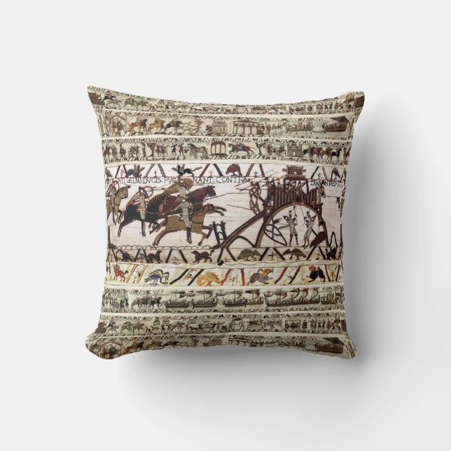 BAYEUX TAPESTRY SIEGE OF DINAN ,ATTACK TO CASTLE CUSHION (Front)