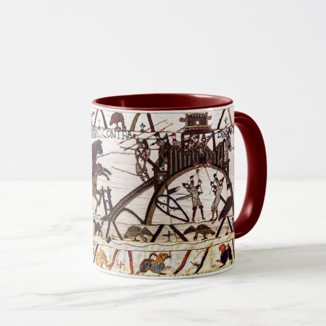 BAYEUX TAPESTRY SIEGE OF DINAN ,ATTACK TO CASTLE MUG (Front Right)
