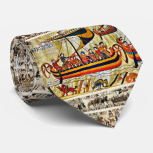 BAYEUX TAPESTRY VIKING SHIPS 1066  TIE
