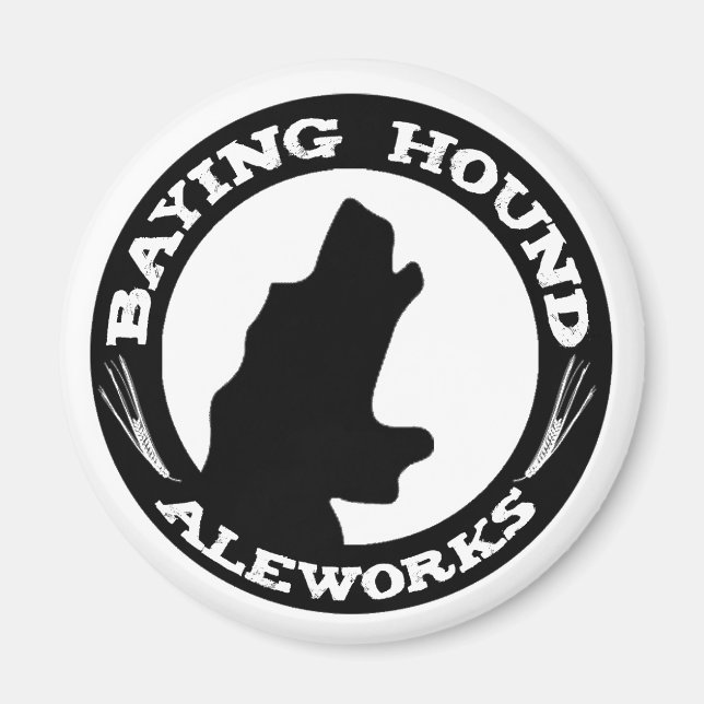 Baying Hound Fridge Magnet (Front)
