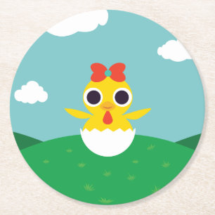 Bayla the Chick Round Paper Coaster