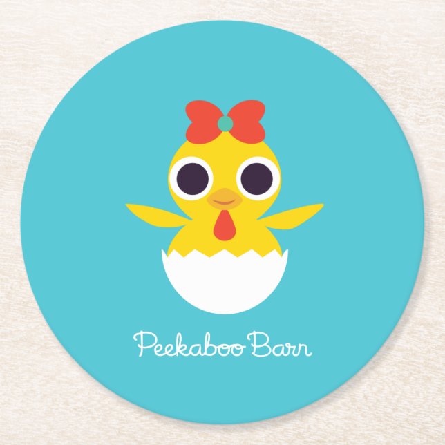 Bayla the Chick Round Paper Coaster (Front)
