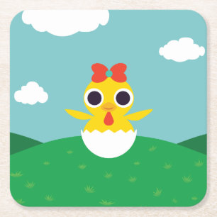 Bayla the Chick Square Paper Coaster