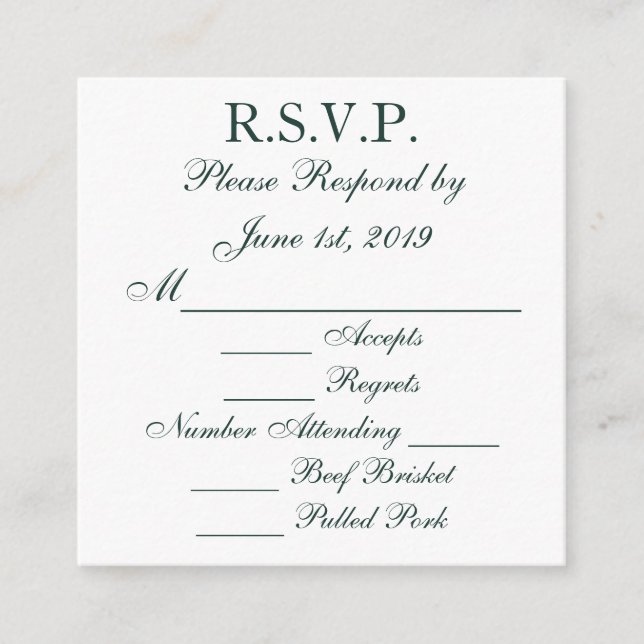 Baylor Green and White Response RSVP Cards (Front)