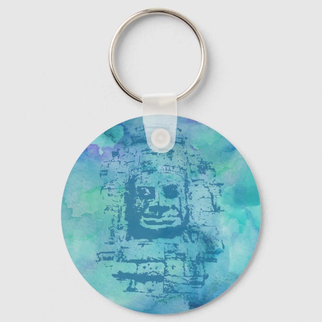 Bayon Face Blue Key Ring (Front)