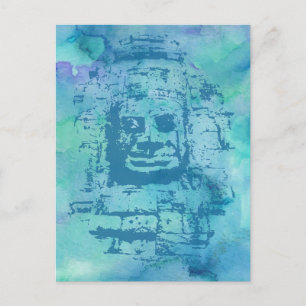 Bayon Face Blue Postcard