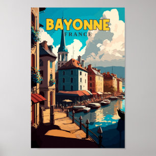 Bayonne France Travel Art Vintage Poster