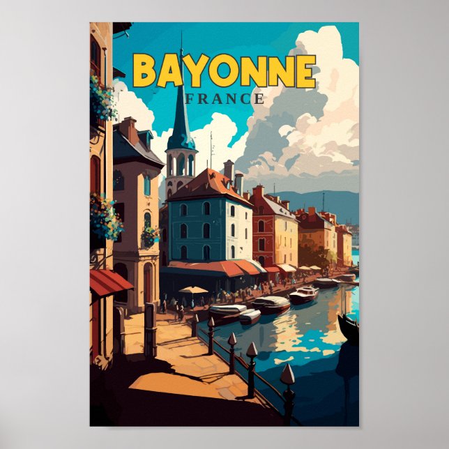 Bayonne France Travel Art Vintage Poster (Front)