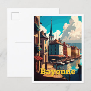 Bayonne France Travel Vintage Illustration Postcard