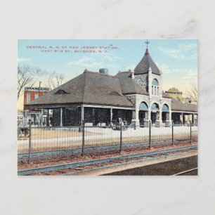 Bayonne, New Jersey, Train Station, Vintage Postcard