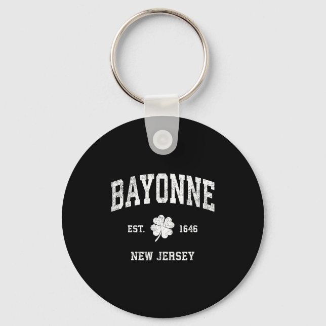 Bayonne New Jersey Vintage Shamrock Srts  Key Ring (Front)
