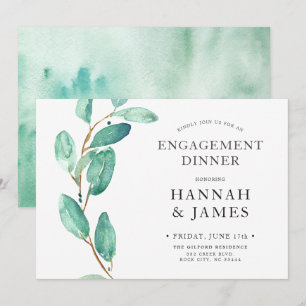 Bayou Botanicals Green Colorwash Engagement Party Invitation