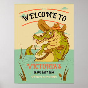 Bayou Cajun Alligator Baby Shower Welcome Sign