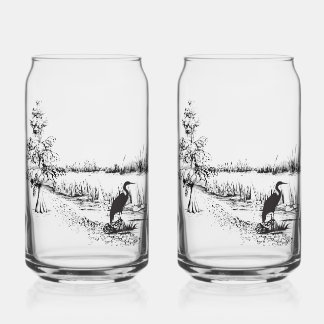 Bayou Scene Glass Can Cup