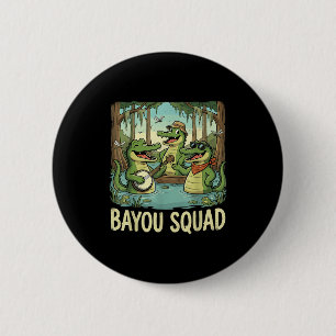 Bayou Squad Louisiana Alligator Retro Wildlife Tra 6 Cm Round Badge