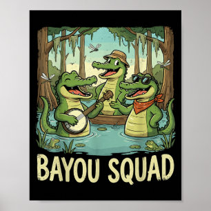 Bayou Squad Louisiana Alligator Retro Wildlife Tra Poster